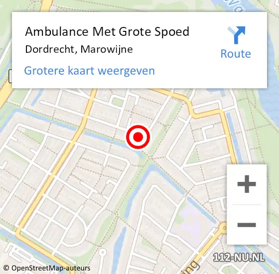 Locatie op kaart van de 112 melding: Ambulance Met Grote Spoed Naar Dordrecht, Marowijne op 9 september 2023 03:11