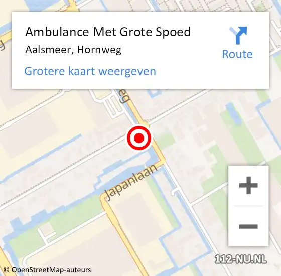 Locatie op kaart van de 112 melding: Ambulance Met Grote Spoed Naar Aalsmeer, Hornweg op 9 september 2023 03:24