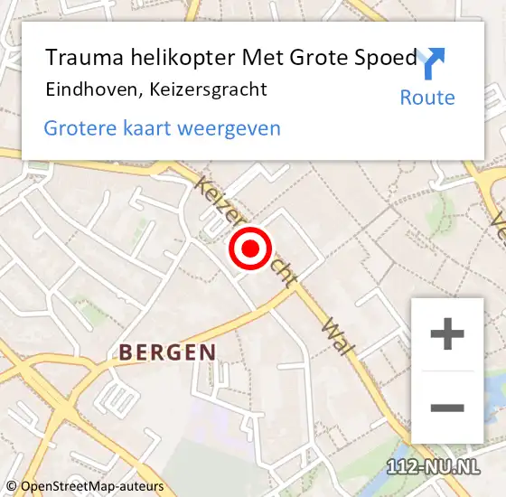 Locatie op kaart van de 112 melding: Trauma helikopter Met Grote Spoed Naar Eindhoven, Keizersgracht op 9 september 2023 05:03