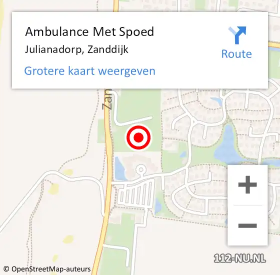Locatie op kaart van de 112 melding: Ambulance Met Spoed Naar Julianadorp, Zanddijk op 9 september 2023 06:09