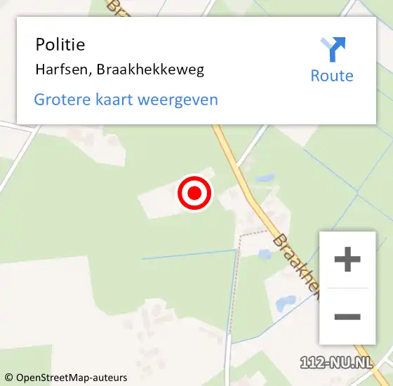 Locatie op kaart van de 112 melding: Politie Harfsen, Braakhekkeweg op 9 september 2023 09:47