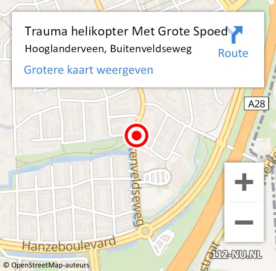 Locatie op kaart van de 112 melding: Trauma helikopter Met Grote Spoed Naar Hooglanderveen, Buitenveldseweg op 9 september 2023 11:44