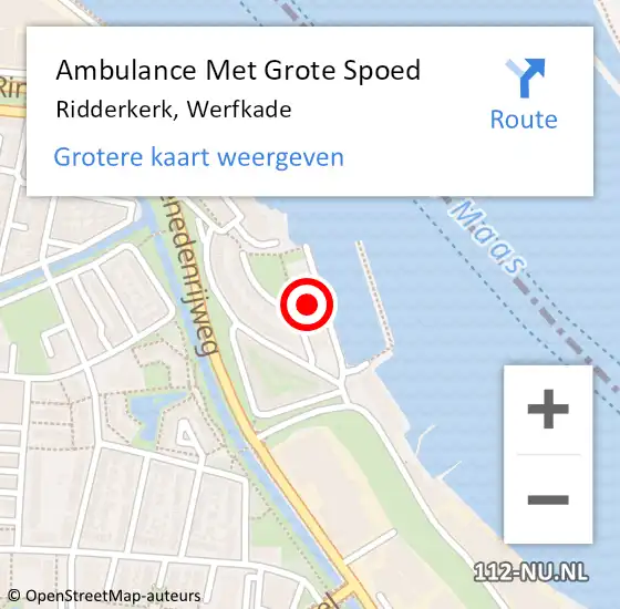Locatie op kaart van de 112 melding: Ambulance Met Grote Spoed Naar Ridderkerk, Werfkade op 9 september 2023 11:45