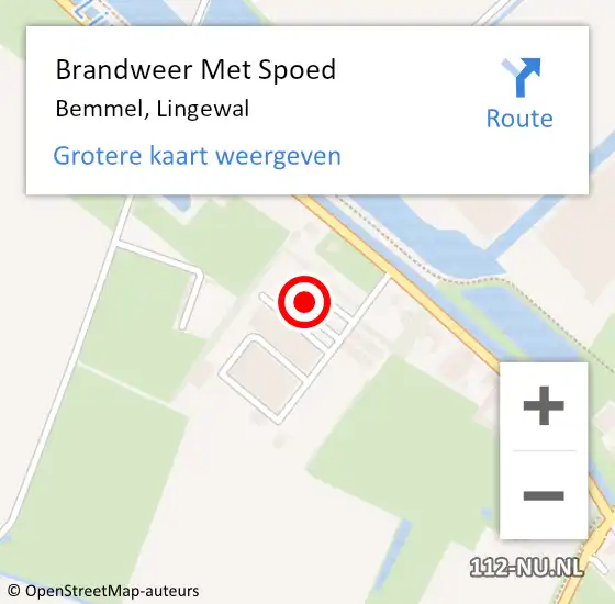 Locatie op kaart van de 112 melding: Brandweer Met Spoed Naar Bemmel, Lingewal op 9 september 2023 11:51