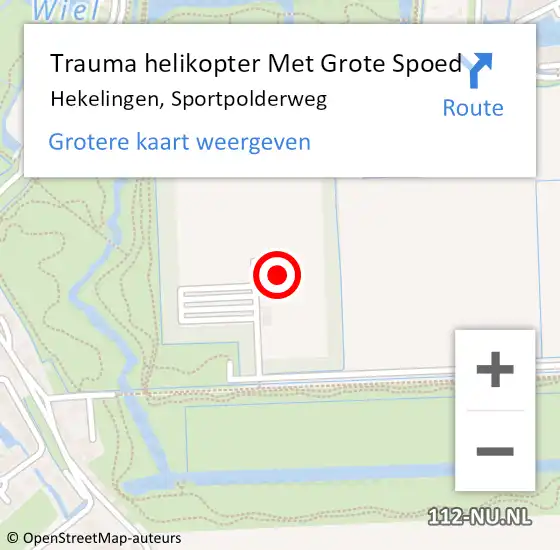 Locatie op kaart van de 112 melding: Trauma helikopter Met Grote Spoed Naar Hekelingen, Sportpolderweg op 9 september 2023 12:20