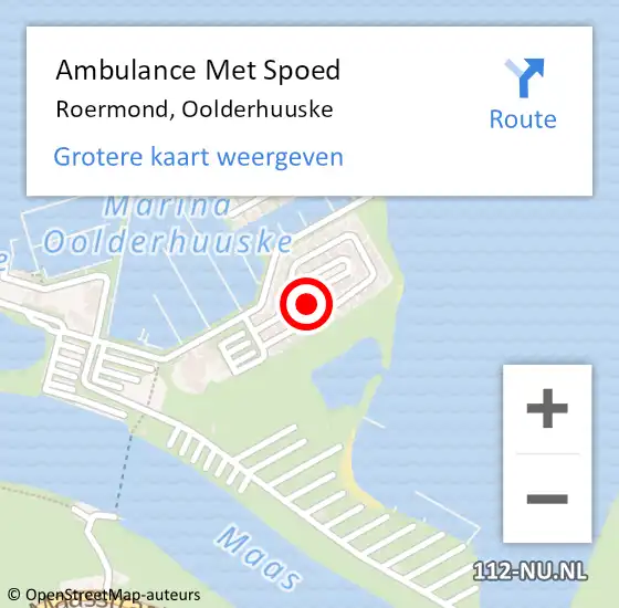 Locatie op kaart van de 112 melding: Ambulance Met Spoed Naar Roermond, Oolderhuuske op 9 september 2023 12:22