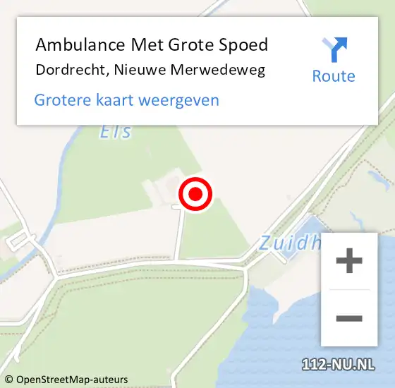 Locatie op kaart van de 112 melding: Ambulance Met Grote Spoed Naar Dordrecht, Nieuwe Merwedeweg op 9 september 2023 13:36