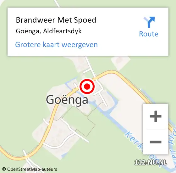 Locatie op kaart van de 112 melding: Brandweer Met Spoed Naar Goënga, Aldfeartsdyk op 9 september 2023 15:00