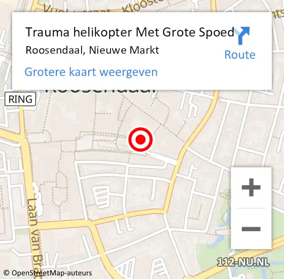 Locatie op kaart van de 112 melding: Trauma helikopter Met Grote Spoed Naar Roosendaal, Nieuwe Markt op 9 september 2023 15:02