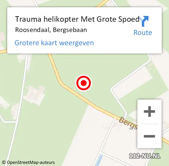 Locatie op kaart van de 112 melding: Trauma helikopter Met Grote Spoed Naar Roosendaal, Bergsebaan op 9 september 2023 15:50