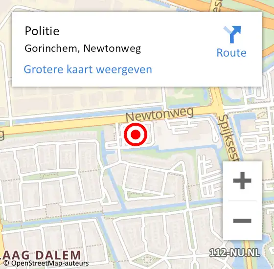 Locatie op kaart van de 112 melding: Politie Gorinchem, Newtonweg op 9 september 2023 16:24