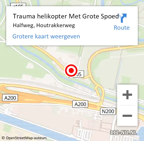 Locatie op kaart van de 112 melding: Trauma helikopter Met Grote Spoed Naar Halfweg, Houtrakkerweg op 9 september 2023 16:42
