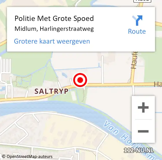 Locatie op kaart van de 112 melding: Politie Met Grote Spoed Naar Midlum, Harlingerstraatweg op 9 september 2023 17:29