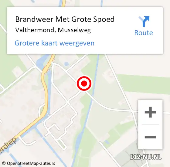 Locatie op kaart van de 112 melding: Brandweer Met Grote Spoed Naar Valthermond, Musselweg op 9 september 2023 17:39
