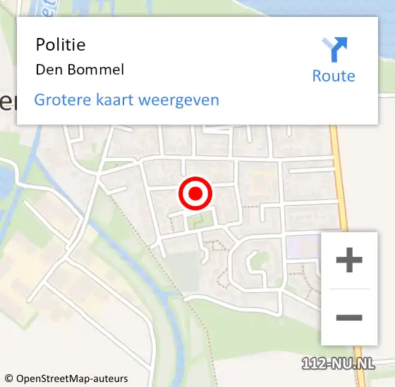 Locatie op kaart van de 112 melding: Politie Den Bommel op 9 september 2023 19:00