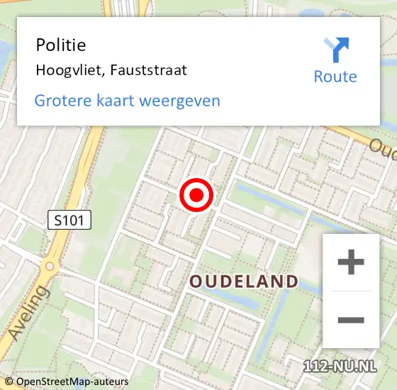 Locatie op kaart van de 112 melding: Politie Hoogvliet, Fauststraat op 9 september 2023 19:58