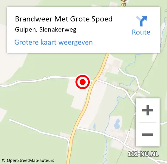 Locatie op kaart van de 112 melding: Brandweer Met Grote Spoed Naar Gulpen, Slenakerweg op 9 september 2023 20:02