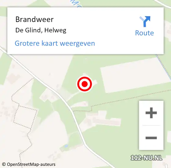Locatie op kaart van de 112 melding: Brandweer De Glind, Helweg op 9 september 2023 20:27