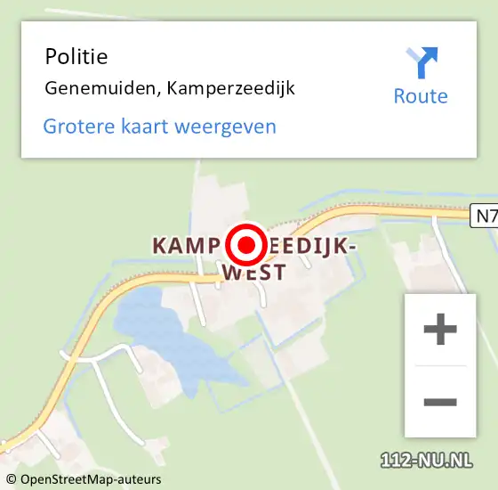 Locatie op kaart van de 112 melding: Politie Genemuiden, Kamperzeedijk op 9 september 2023 20:58