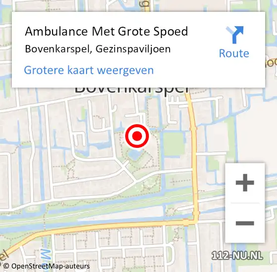 Locatie op kaart van de 112 melding: Ambulance Met Grote Spoed Naar Bovenkarspel, Gezinspaviljoen op 9 september 2023 21:02