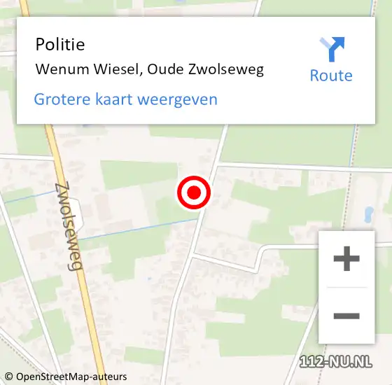 Locatie op kaart van de 112 melding: Politie Wenum Wiesel, Oude Zwolseweg op 9 september 2023 21:18