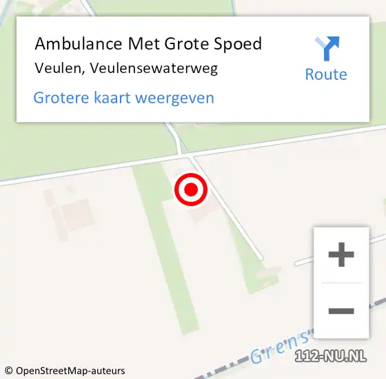 Locatie op kaart van de 112 melding: Ambulance Met Grote Spoed Naar Veulen, Veulensewaterweg op 9 september 2023 22:08
