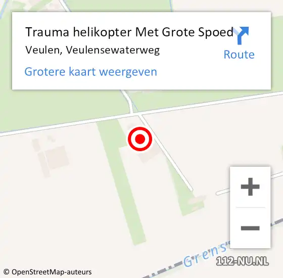 Locatie op kaart van de 112 melding: Trauma helikopter Met Grote Spoed Naar Veulen, Veulensewaterweg op 9 september 2023 22:08