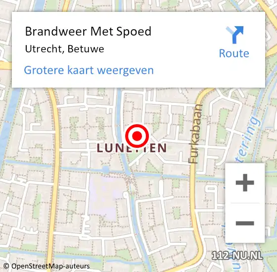 Locatie op kaart van de 112 melding: Brandweer Met Spoed Naar Utrecht, Betuwe op 9 september 2023 22:24