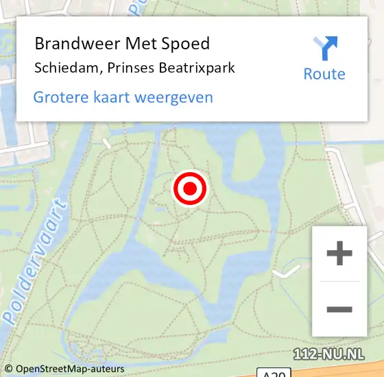 Locatie op kaart van de 112 melding: Brandweer Met Spoed Naar Schiedam, Prinses Beatrixpark op 9 september 2023 22:50
