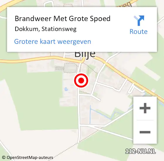 Locatie op kaart van de 112 melding: Brandweer Met Grote Spoed Naar Dokkum, Stationsweg op 10 september 2023 00:05