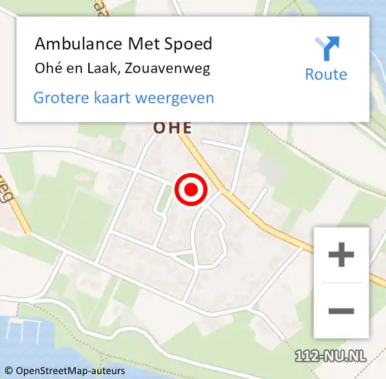 Locatie op kaart van de 112 melding: Ambulance Met Spoed Naar Ohé en Laak, Zouavenweg op 10 september 2023 00:18