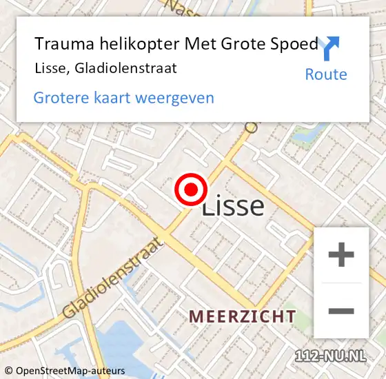 Locatie op kaart van de 112 melding: Trauma helikopter Met Grote Spoed Naar Lisse, Gladiolenstraat op 10 september 2023 01:57