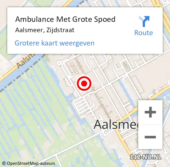 Locatie op kaart van de 112 melding: Ambulance Met Grote Spoed Naar Aalsmeer, Zijdstraat op 10 september 2023 02:30