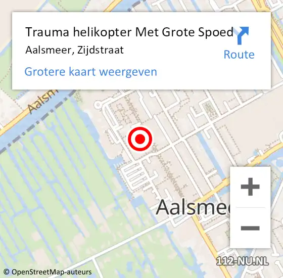 Locatie op kaart van de 112 melding: Trauma helikopter Met Grote Spoed Naar Aalsmeer, Zijdstraat op 10 september 2023 02:31