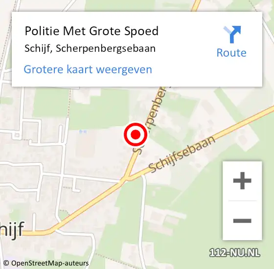 Locatie op kaart van de 112 melding: Politie Met Grote Spoed Naar Schijf, Scherpenbergsebaan op 10 september 2023 02:31