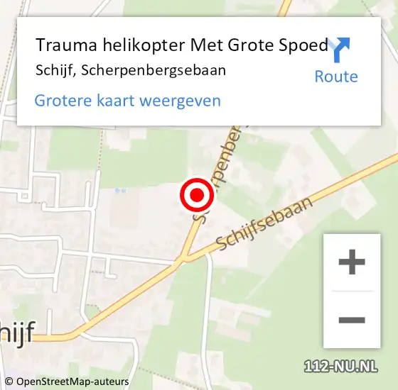 Locatie op kaart van de 112 melding: Trauma helikopter Met Grote Spoed Naar Schijf, Scherpenbergsebaan op 10 september 2023 02:40