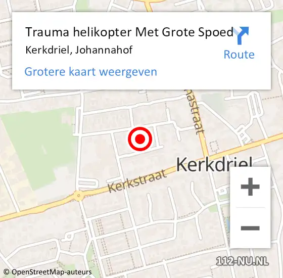 Locatie op kaart van de 112 melding: Trauma helikopter Met Grote Spoed Naar Kerkdriel, Johannahof op 10 september 2023 06:30