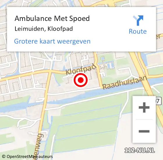 Locatie op kaart van de 112 melding: Ambulance Met Spoed Naar Leimuiden, Kloofpad op 10 september 2023 07:49