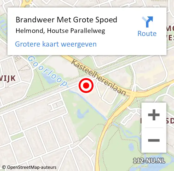 Locatie op kaart van de 112 melding: Brandweer Met Grote Spoed Naar Helmond, Houtse Parallelweg op 10 september 2023 08:00