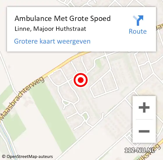 Locatie op kaart van de 112 melding: Ambulance Met Grote Spoed Naar Linne, Majoor Huthstraat op 10 september 2023 08:54
