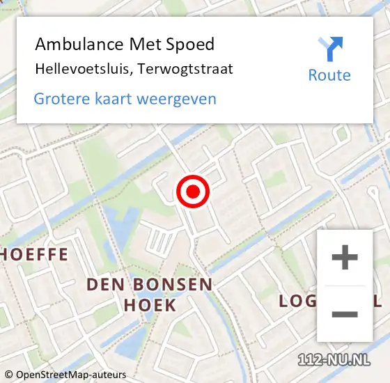 Locatie op kaart van de 112 melding: Ambulance Met Spoed Naar Hellevoetsluis, Terwogtstraat op 10 september 2023 09:34