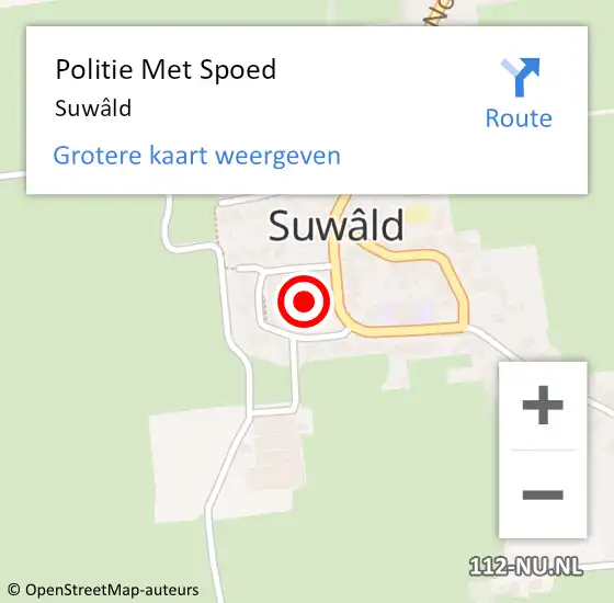 Locatie op kaart van de 112 melding: Politie Met Spoed Naar Suwâld op 10 september 2023 11:03