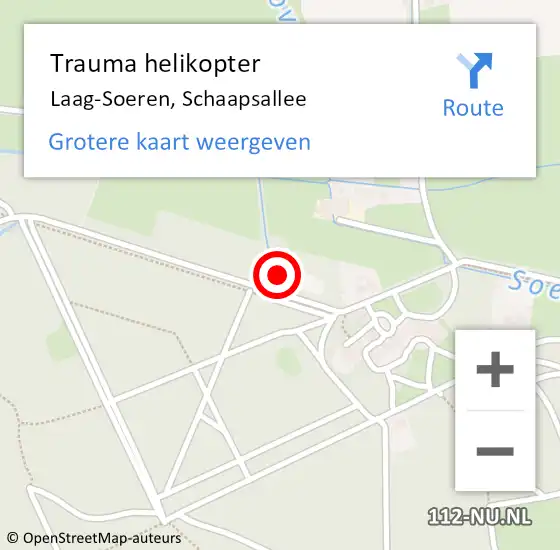 Locatie op kaart van de 112 melding: Trauma helikopter Laag-Soeren, Schaapsallee op 10 september 2023 11:48