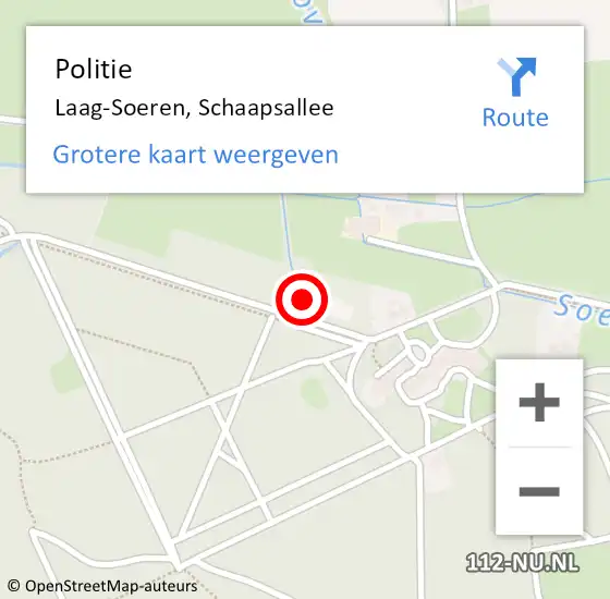 Locatie op kaart van de 112 melding: Politie Laag-Soeren, Schaapsallee op 10 september 2023 11:50