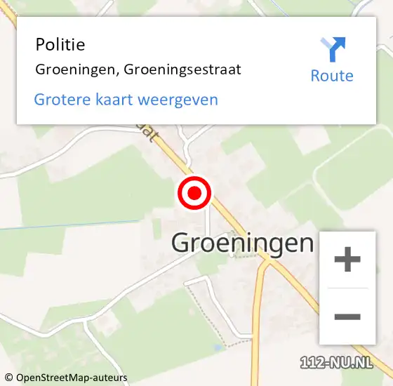 Locatie op kaart van de 112 melding: Politie Groeningen, Groeningsestraat op 10 september 2023 11:50