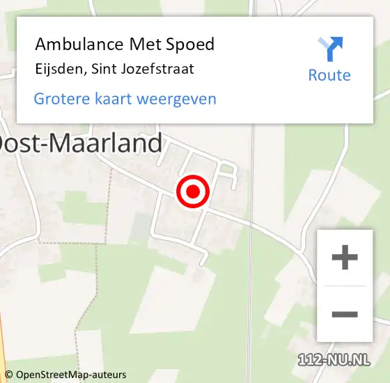 Locatie op kaart van de 112 melding: Ambulance Met Spoed Naar Eijsden, Sint Jozefstraat op 10 september 2023 13:20