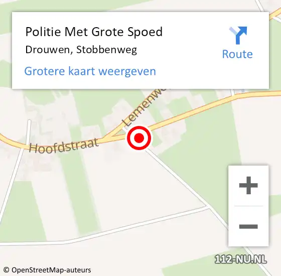 Locatie op kaart van de 112 melding: Politie Met Grote Spoed Naar Drouwen, Stobbenweg op 10 september 2023 13:42