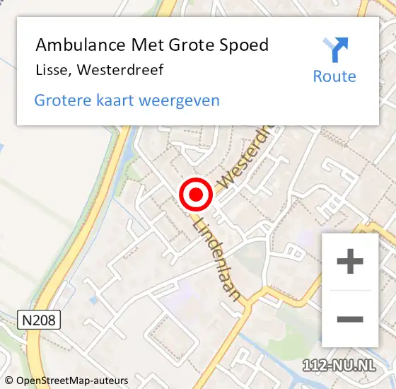 Locatie op kaart van de 112 melding: Ambulance Met Grote Spoed Naar Lisse, Westerdreef op 10 september 2023 14:19