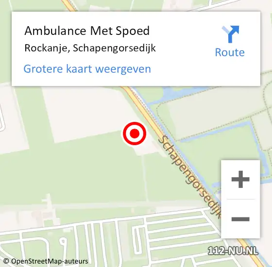 Locatie op kaart van de 112 melding: Ambulance Met Spoed Naar Rockanje, Schapengorsedijk op 10 september 2023 14:53