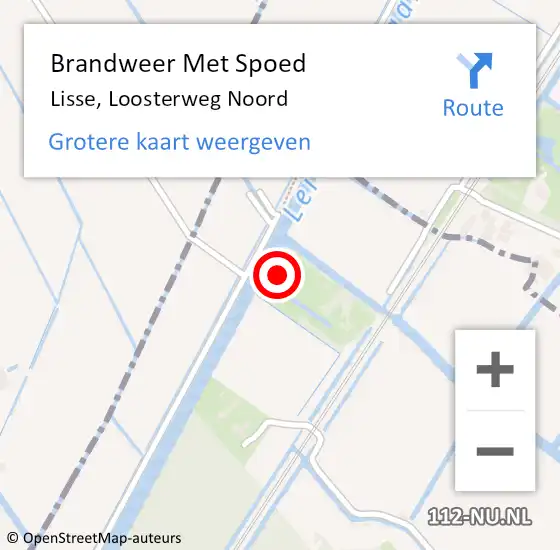 Locatie op kaart van de 112 melding: Brandweer Met Spoed Naar Lisse, Loosterweg Noord op 10 september 2023 15:27